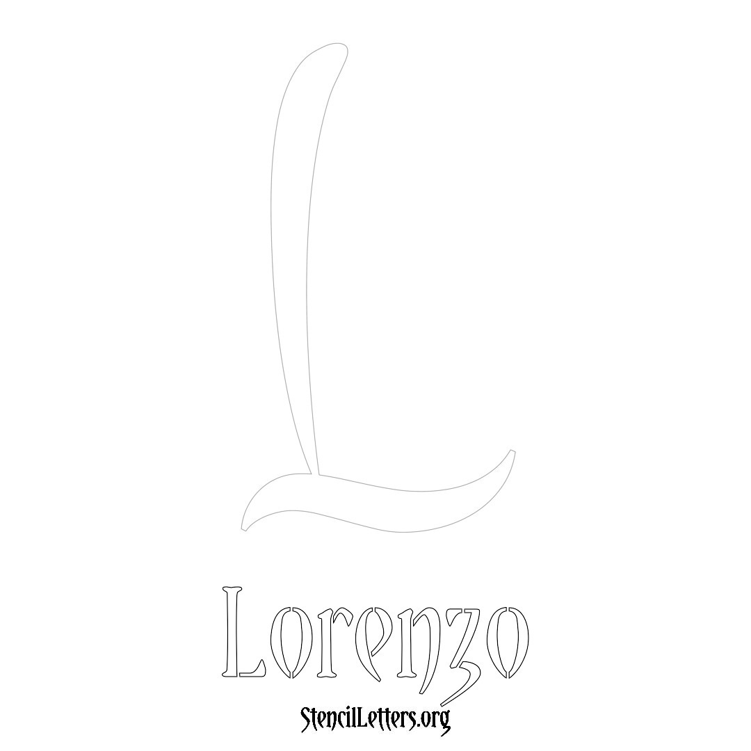 Lorenzo printable name initial stencil in Vintage Brush Lettering