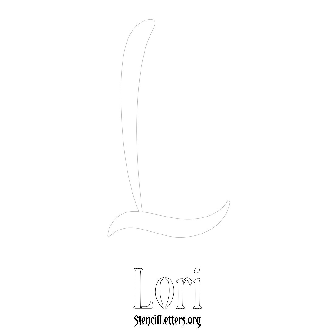 Lori printable name initial stencil in Vintage Brush Lettering