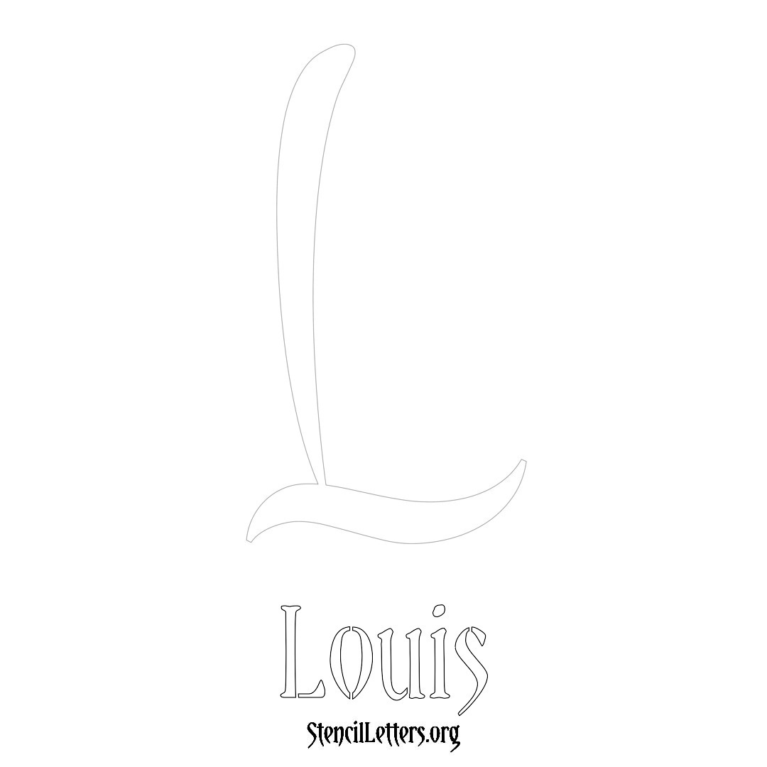 Louis printable name initial stencil in Vintage Brush Lettering