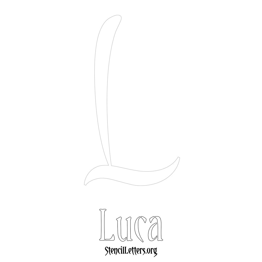 Luca printable name initial stencil in Vintage Brush Lettering