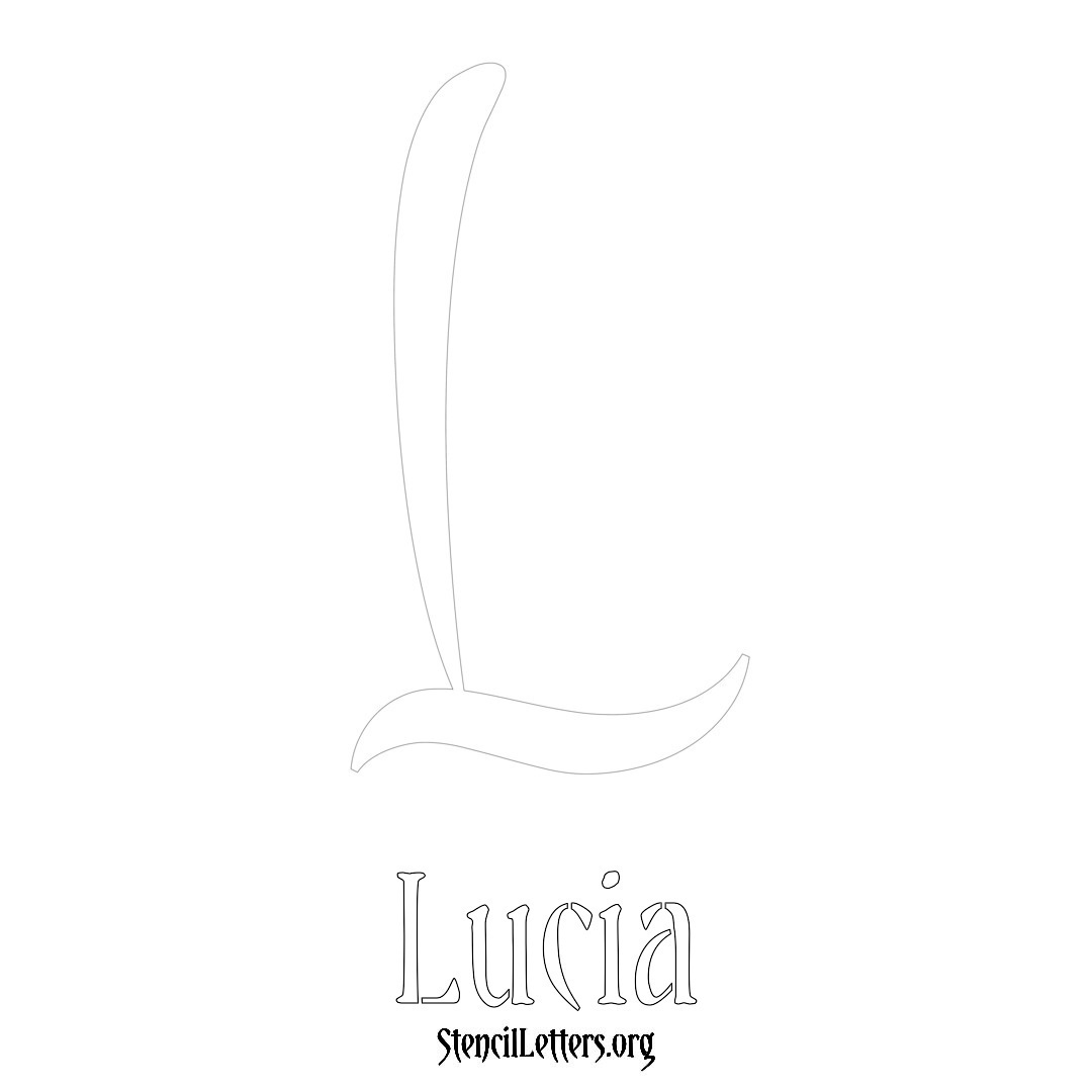 Lucia printable name initial stencil in Vintage Brush Lettering