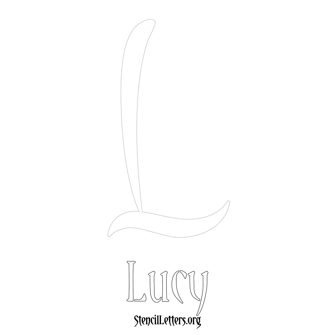 Lucy printable name initial stencil in Vintage Brush Lettering