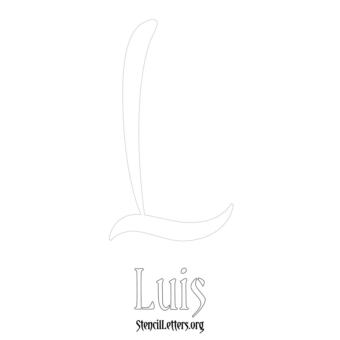 Luis printable name initial stencil in Vintage Brush Lettering