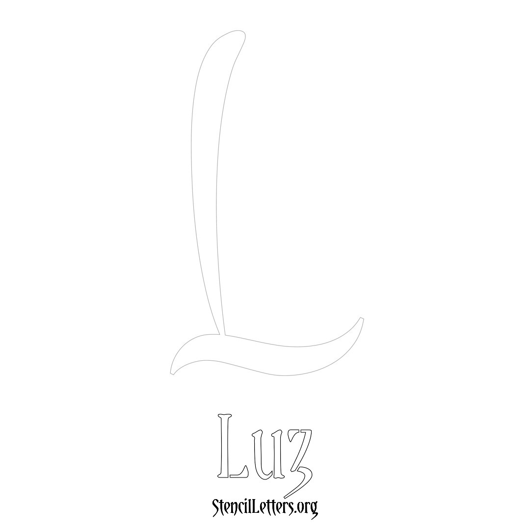 Luz printable name initial stencil in Vintage Brush Lettering