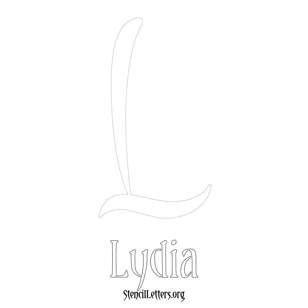 Lydia printable name initial stencil in Vintage Brush Lettering