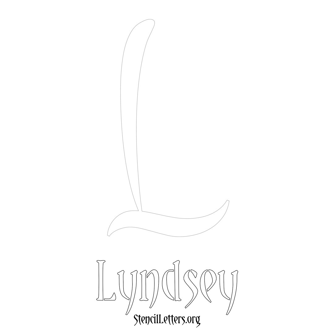 Lyndsey printable name initial stencil in Vintage Brush Lettering