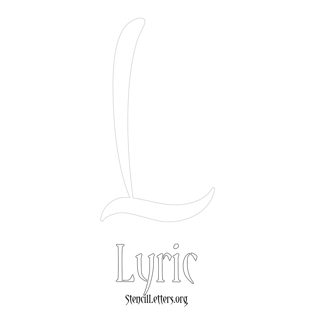 Lyric printable name initial stencil in Vintage Brush Lettering
