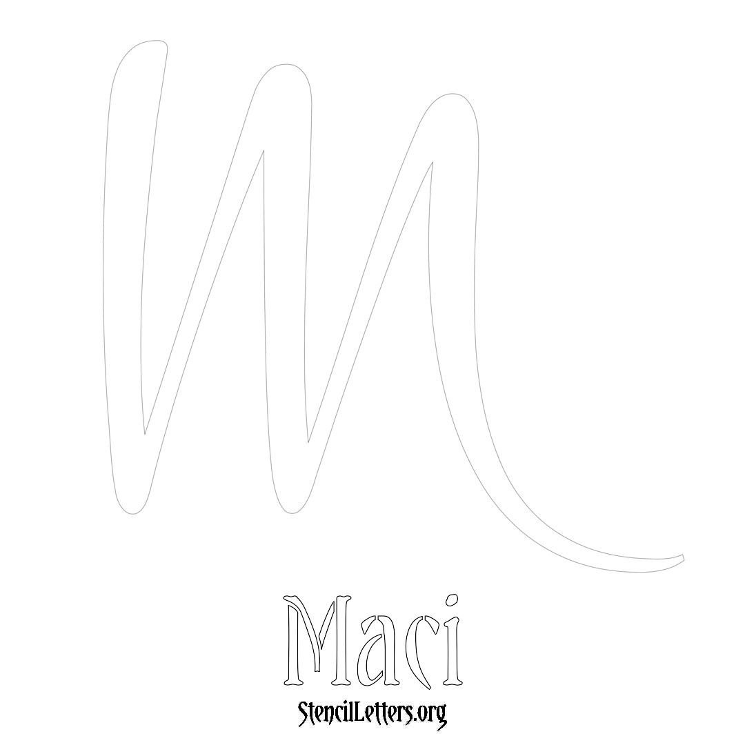 Maci printable name initial stencil in Vintage Brush Lettering
