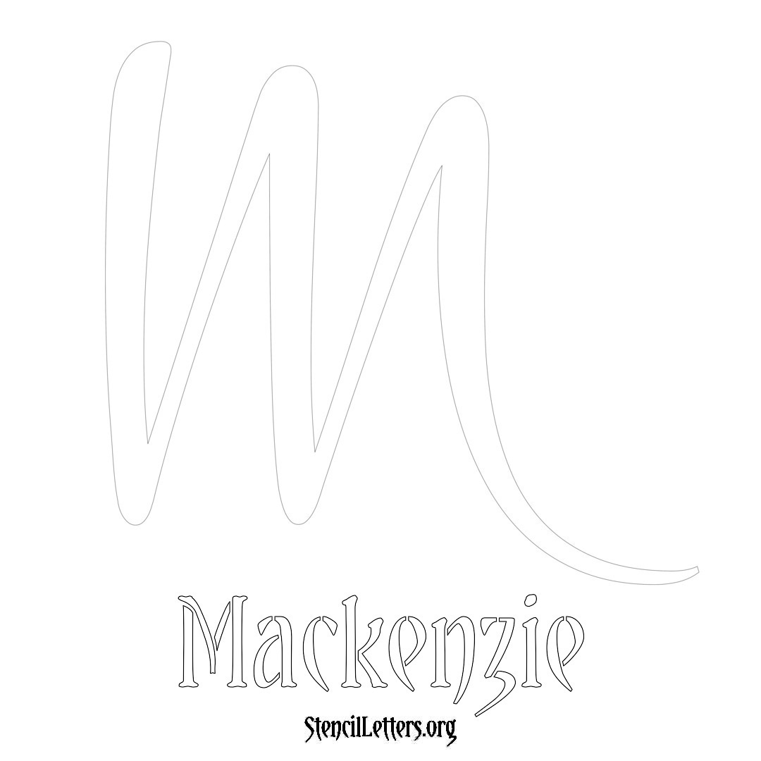 Mackenzie printable name initial stencil in Vintage Brush Lettering