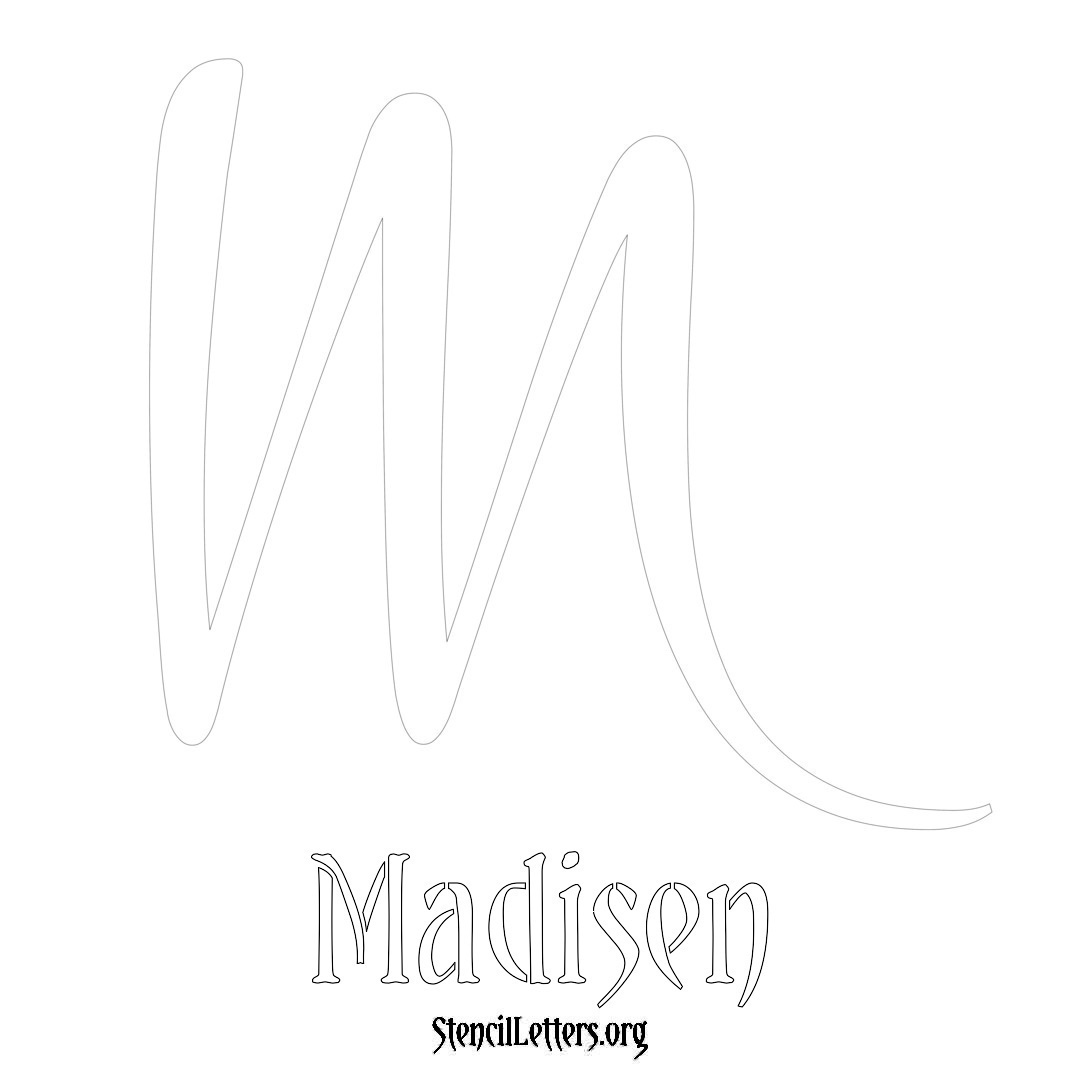 Madisen printable name initial stencil in Vintage Brush Lettering