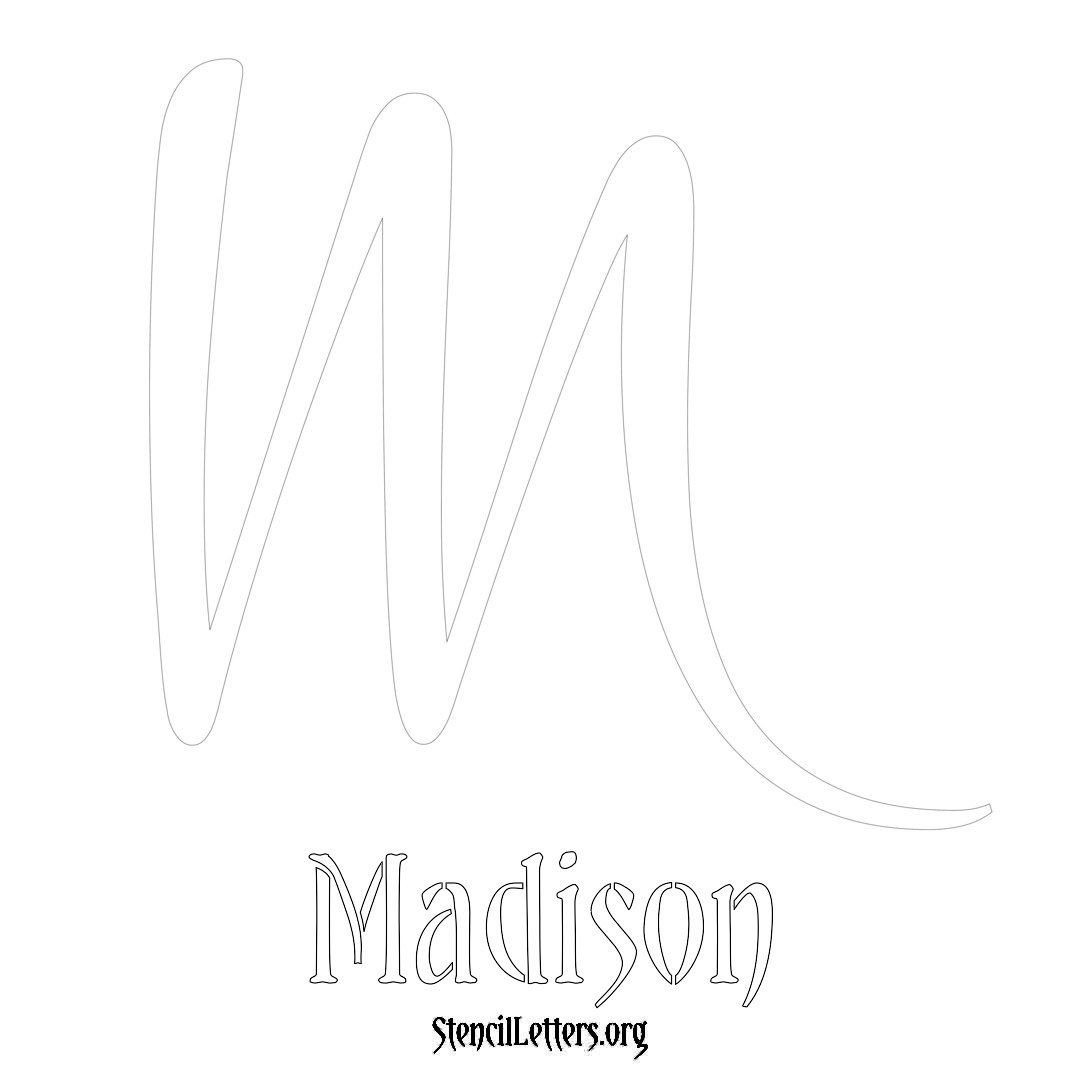 Madison printable name initial stencil in Vintage Brush Lettering