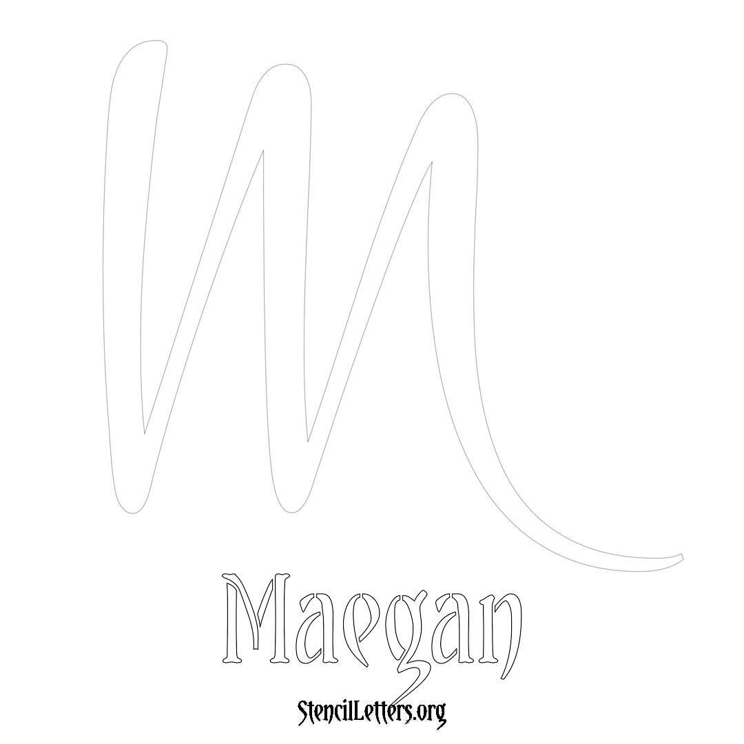 Maegan printable name initial stencil in Vintage Brush Lettering