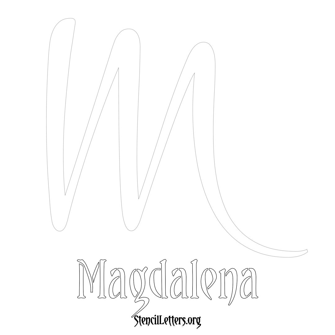 Magdalena printable name initial stencil in Vintage Brush Lettering