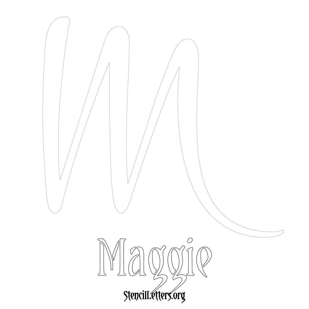 Maggie printable name initial stencil in Vintage Brush Lettering
