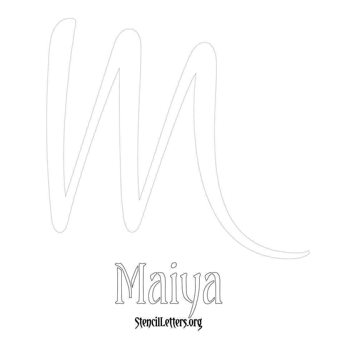 Maiya printable name initial stencil in Vintage Brush Lettering