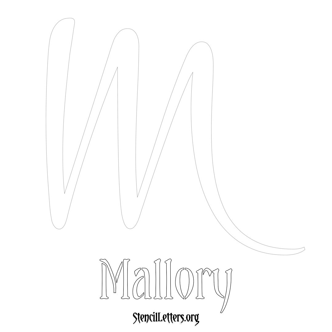 Mallory printable name initial stencil in Vintage Brush Lettering