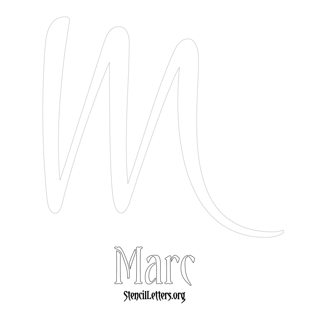 Marc printable name initial stencil in Vintage Brush Lettering