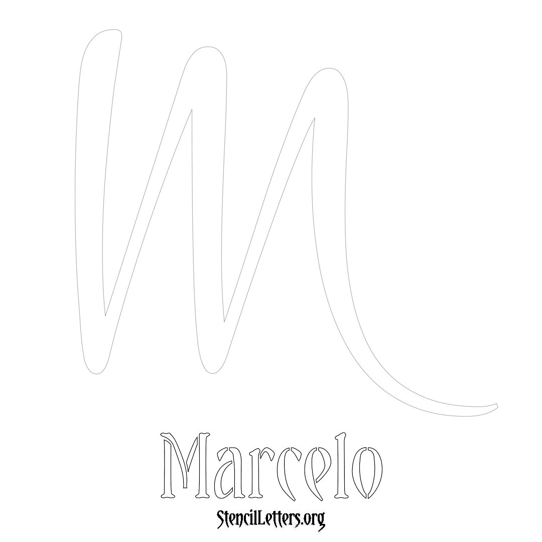 Marcelo printable name initial stencil in Vintage Brush Lettering