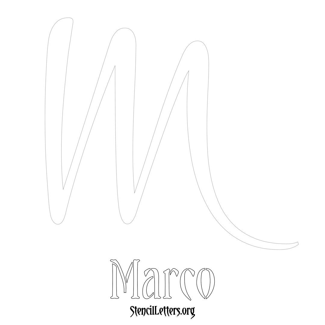 Marco printable name initial stencil in Vintage Brush Lettering