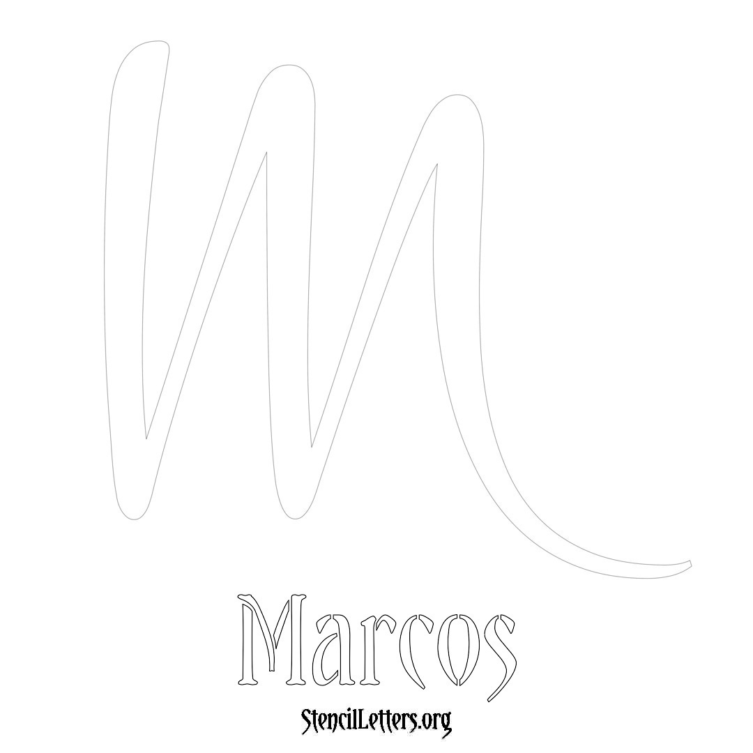 Marcos printable name initial stencil in Vintage Brush Lettering