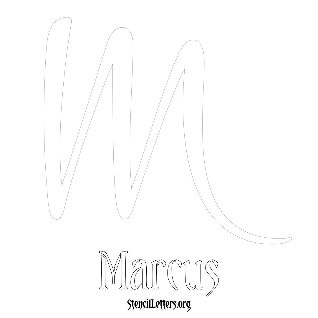 Marcus printable name initial stencil in Vintage Brush Lettering