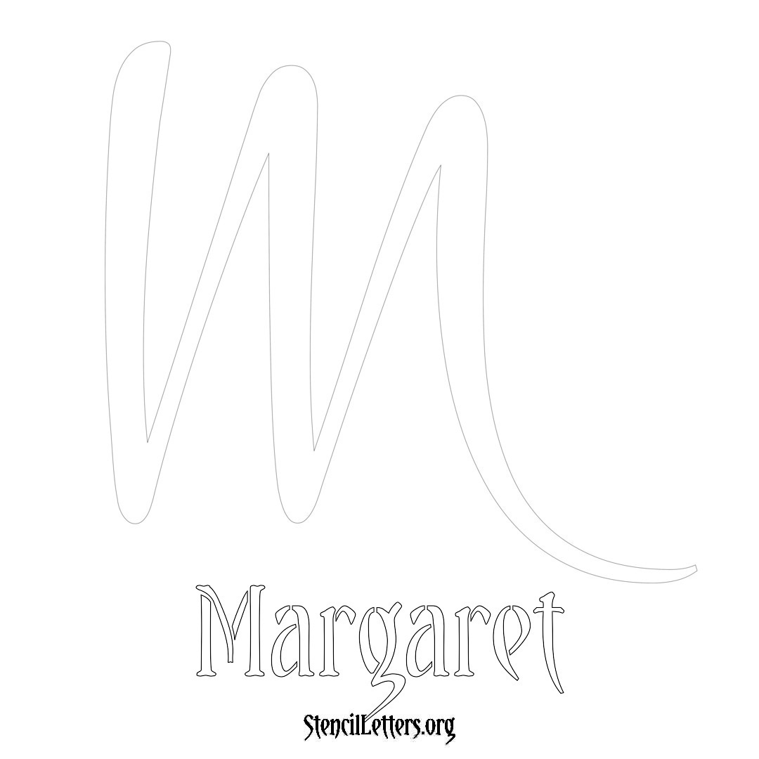 Margaret printable name initial stencil in Vintage Brush Lettering