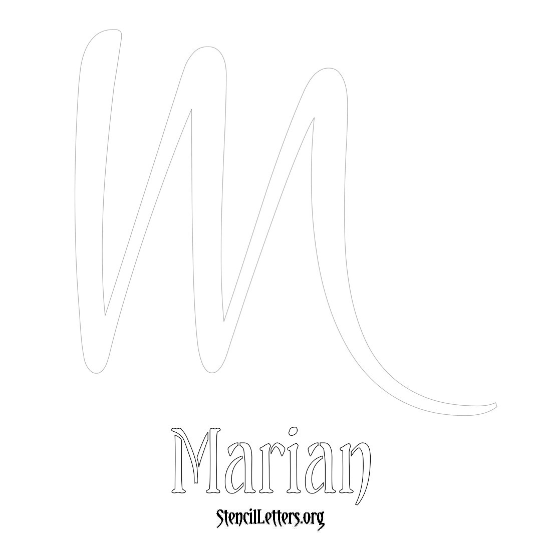 Marian printable name initial stencil in Vintage Brush Lettering