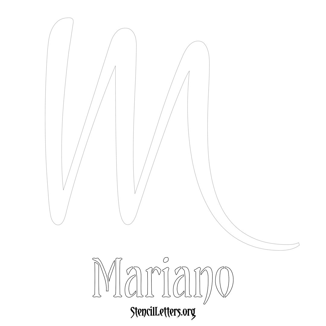 Mariano printable name initial stencil in Vintage Brush Lettering