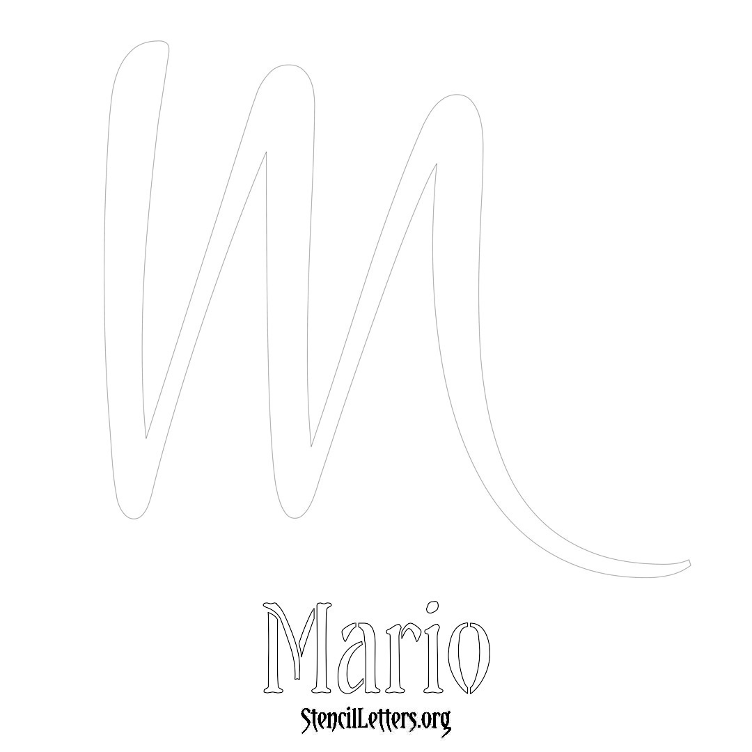 Mario printable name initial stencil in Vintage Brush Lettering