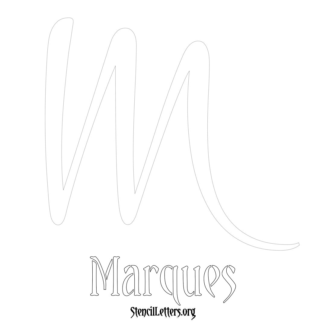 Marques printable name initial stencil in Vintage Brush Lettering