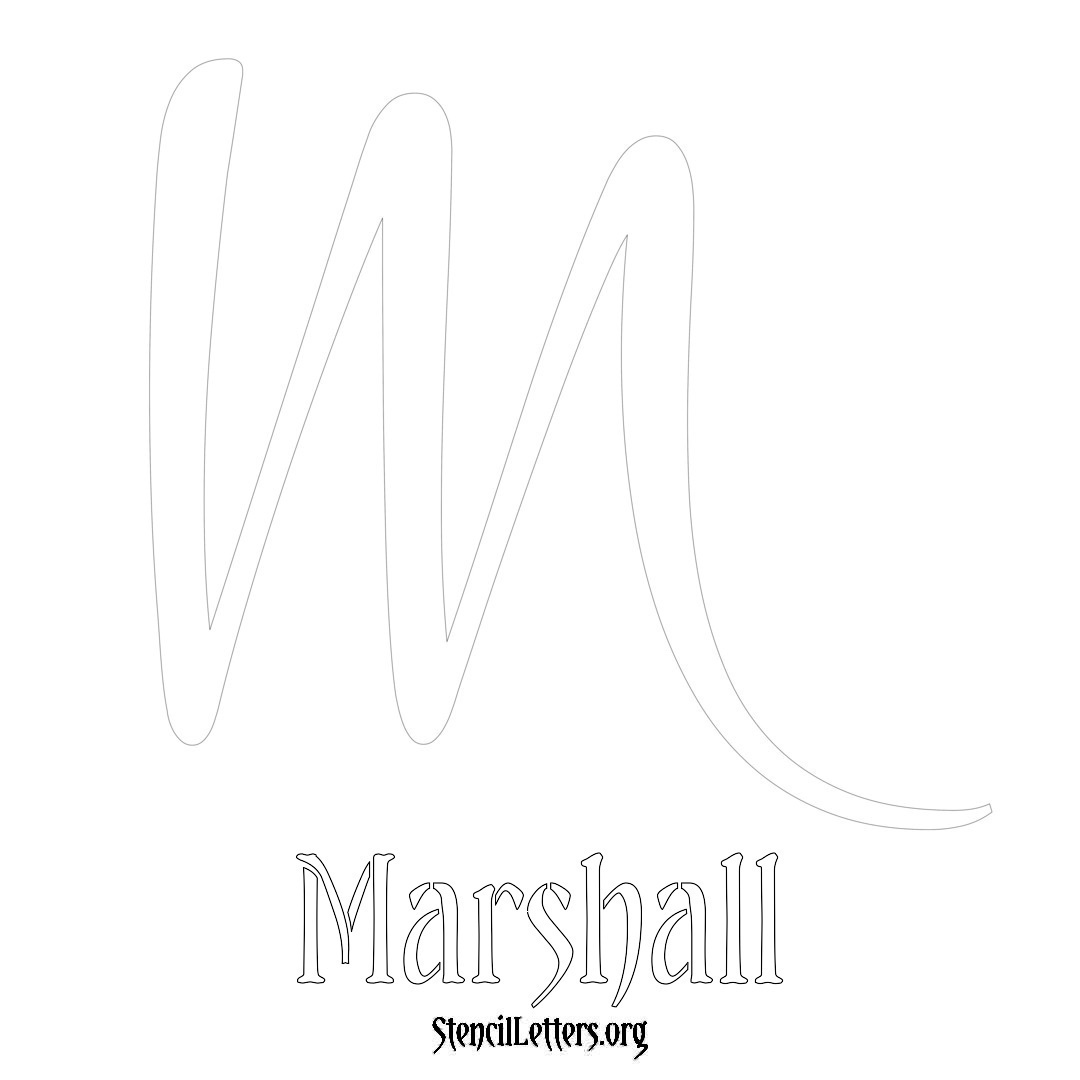 Marshall printable name initial stencil in Vintage Brush Lettering