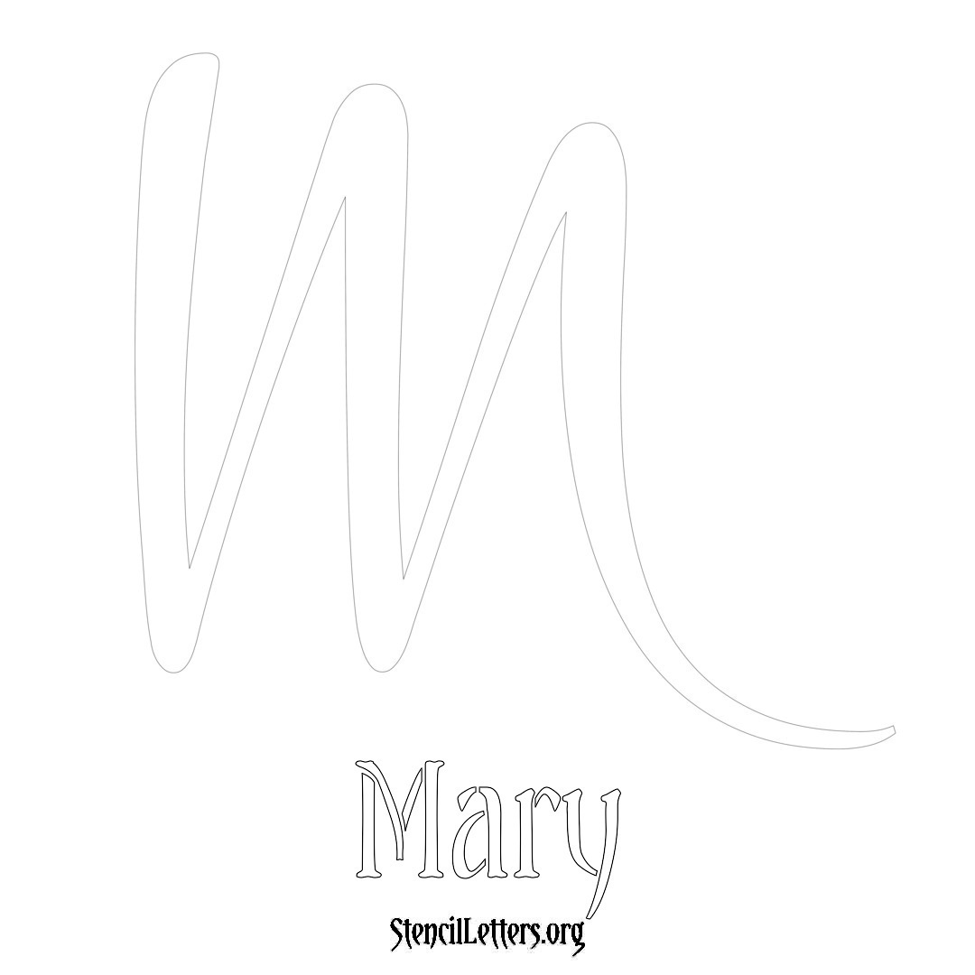 Mary printable name initial stencil in Vintage Brush Lettering