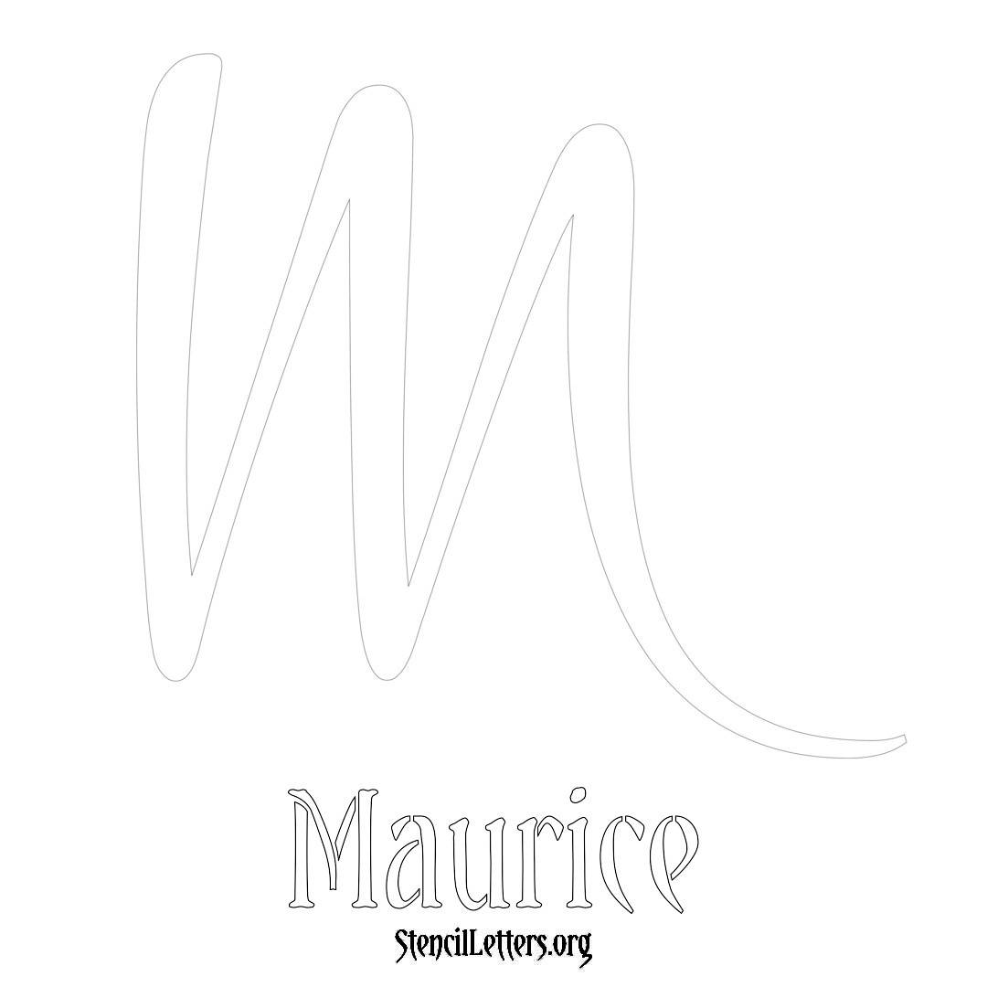 Maurice printable name initial stencil in Vintage Brush Lettering