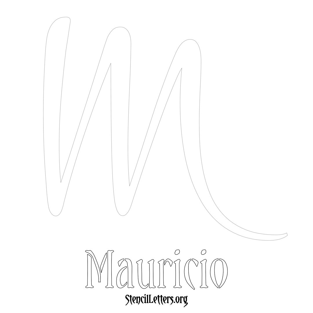 Mauricio printable name initial stencil in Vintage Brush Lettering