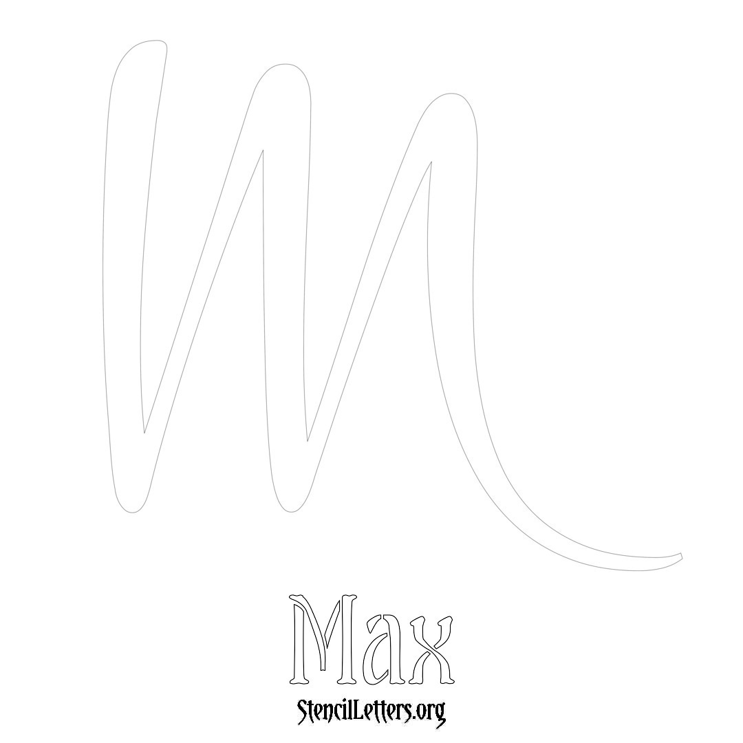 Max printable name initial stencil in Vintage Brush Lettering