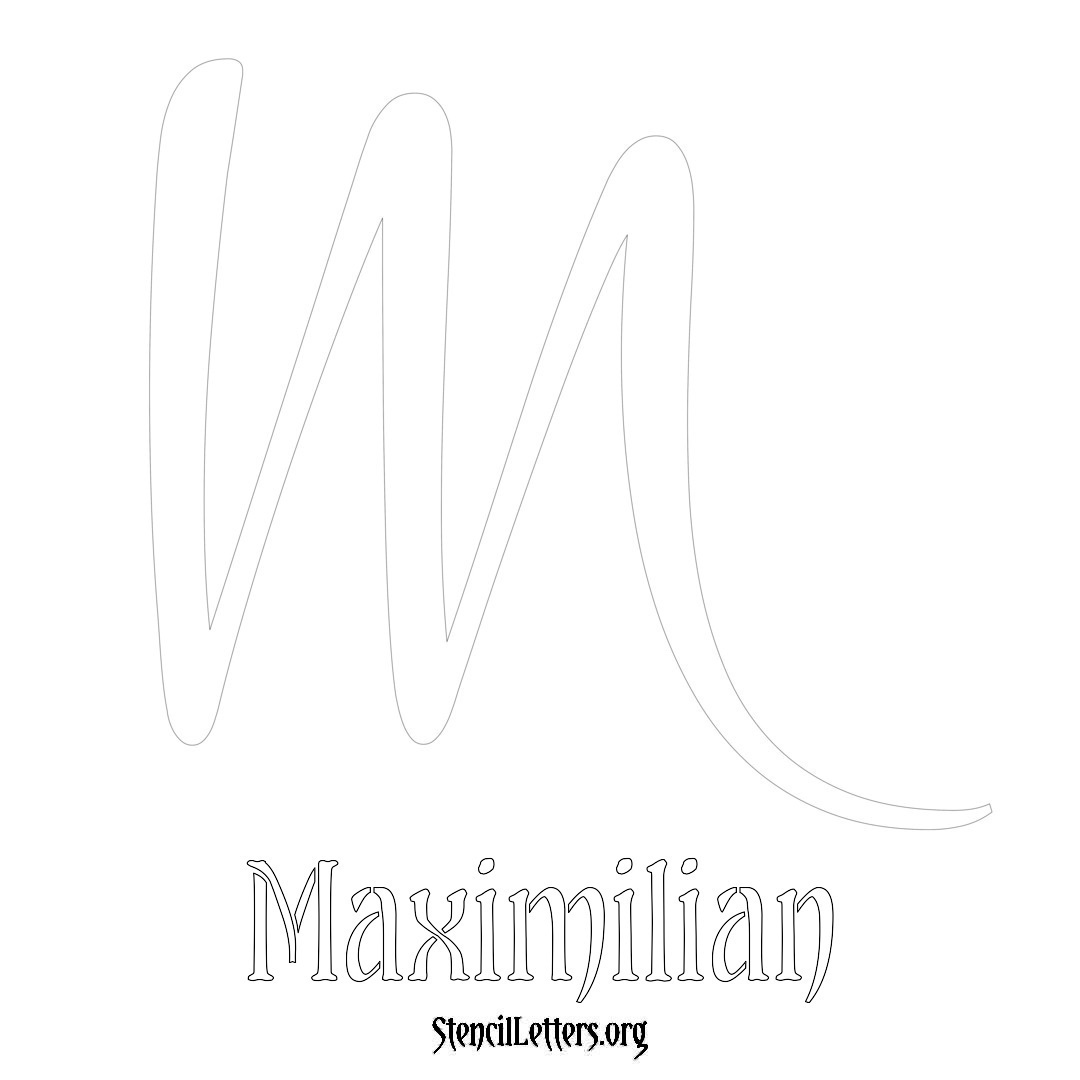Maximilian printable name initial stencil in Vintage Brush Lettering