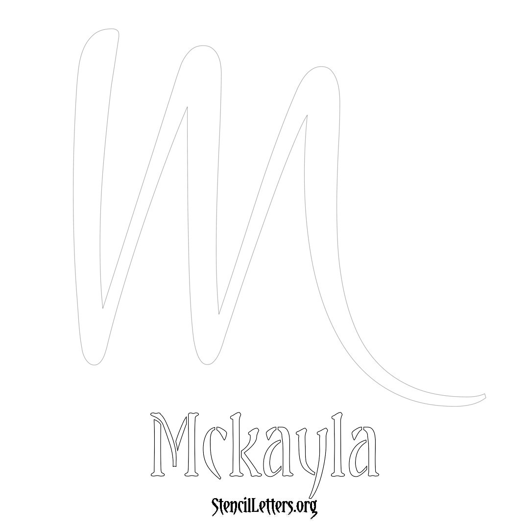 McKayla printable name initial stencil in Vintage Brush Lettering