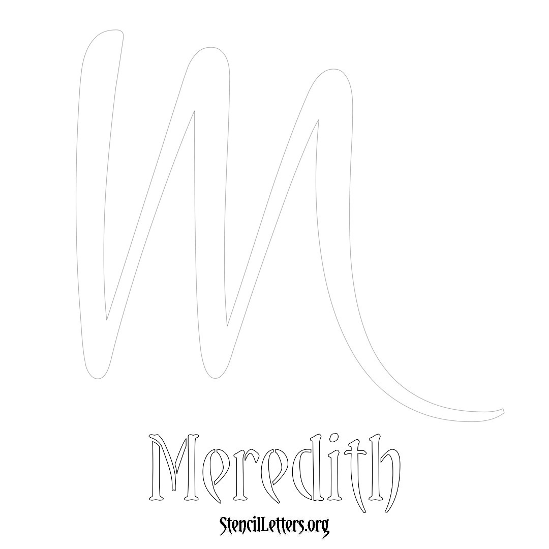Meredith printable name initial stencil in Vintage Brush Lettering