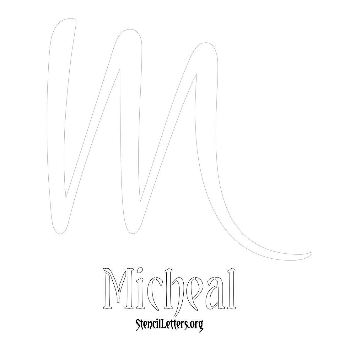 Micheal printable name initial stencil in Vintage Brush Lettering