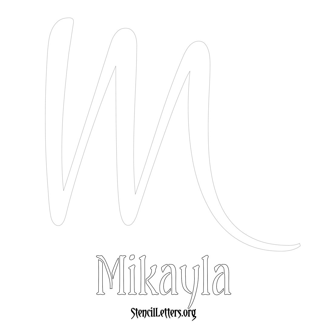 Mikayla printable name initial stencil in Vintage Brush Lettering