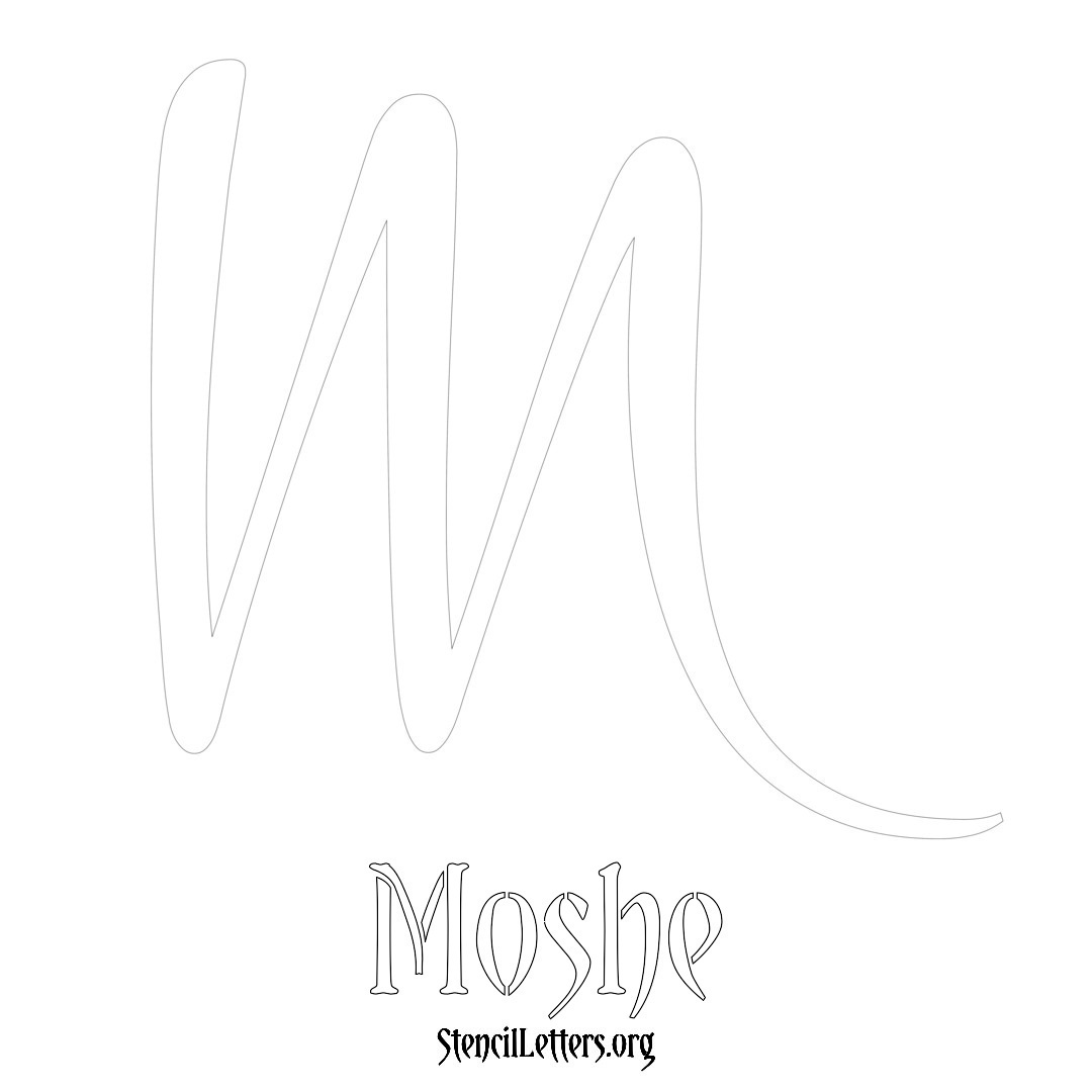 Moshe printable name initial stencil in Vintage Brush Lettering