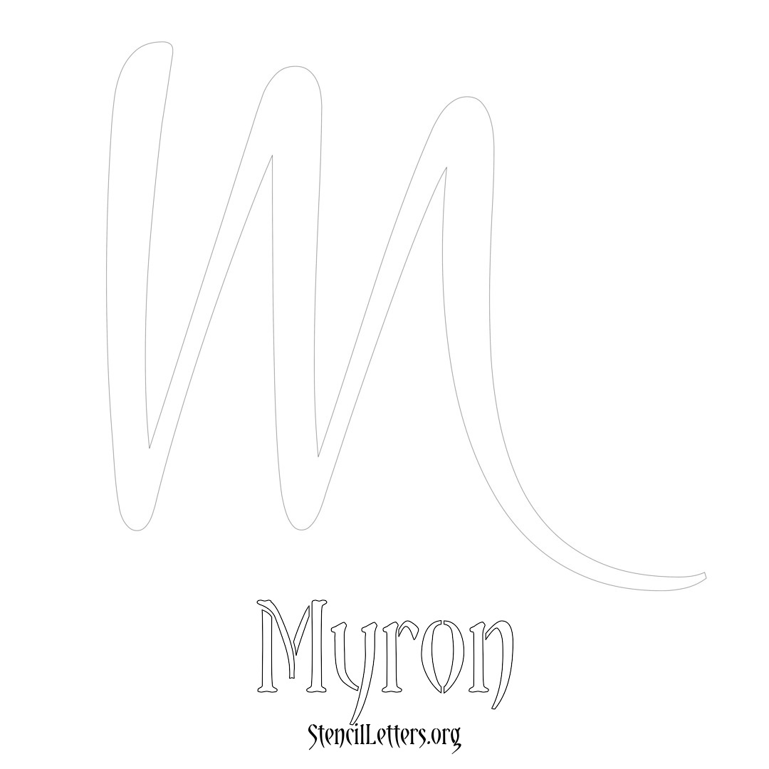 Myron printable name initial stencil in Vintage Brush Lettering