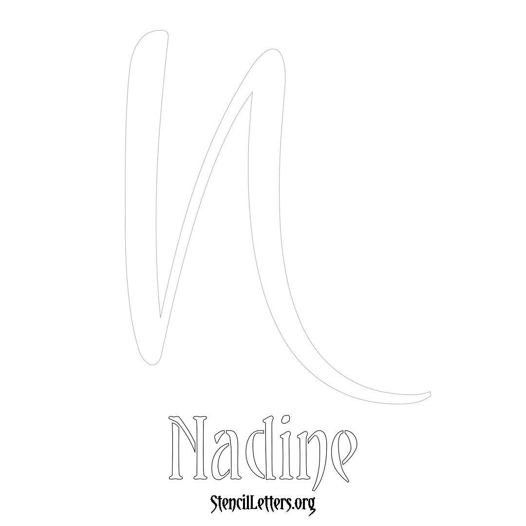 Nadine printable name initial stencil in Vintage Brush Lettering