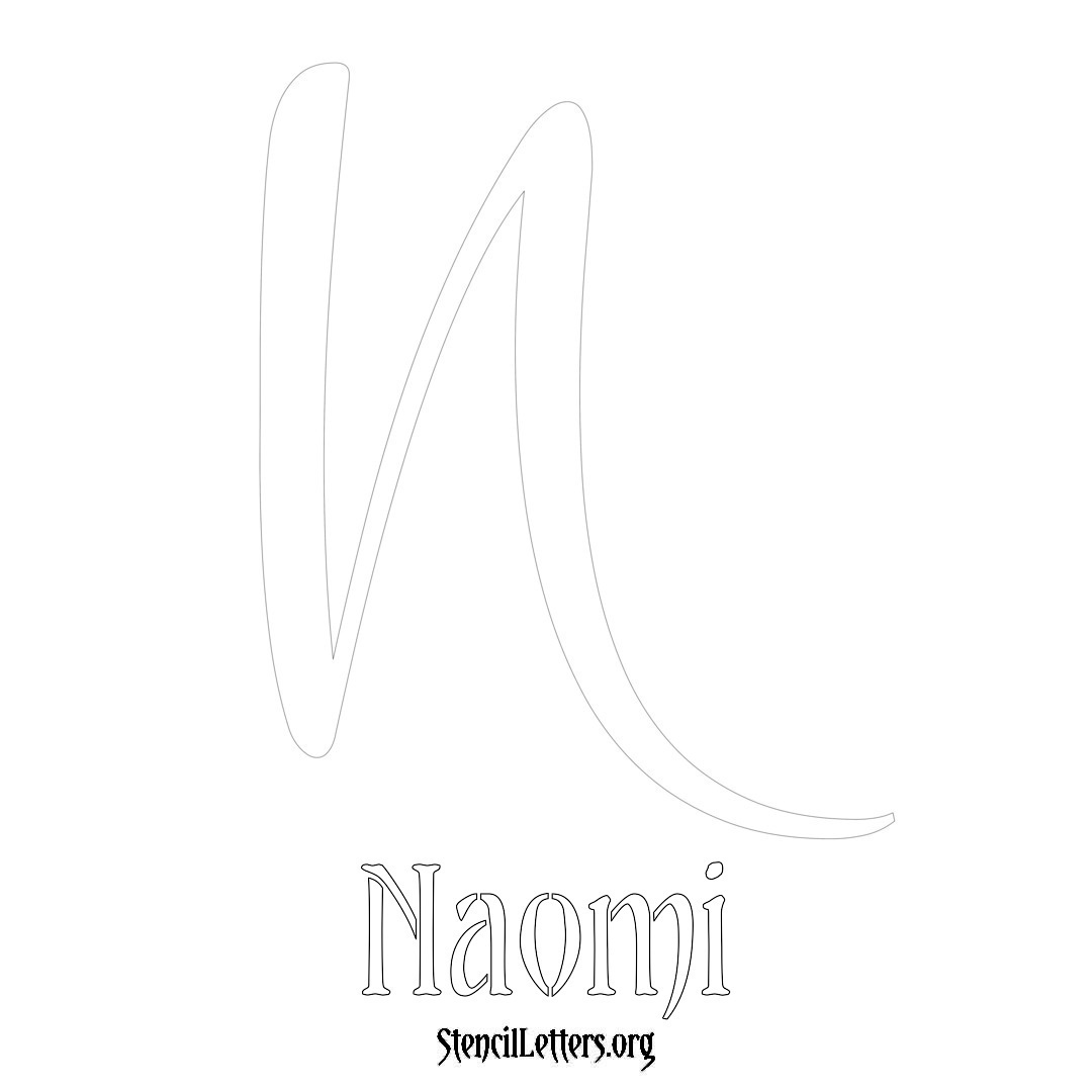 Naomi printable name initial stencil in Vintage Brush Lettering