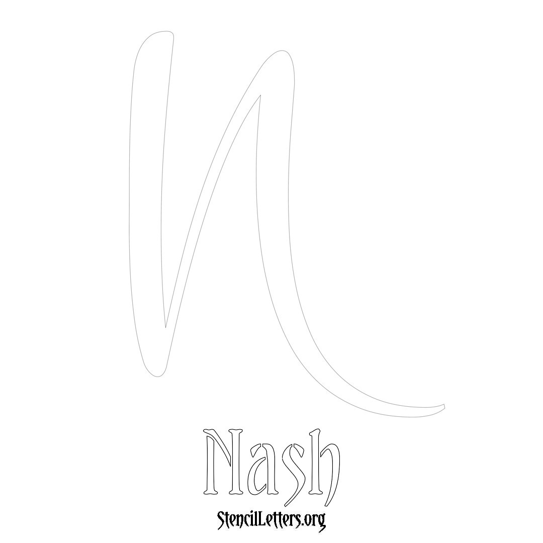 Nash printable name initial stencil in Vintage Brush Lettering