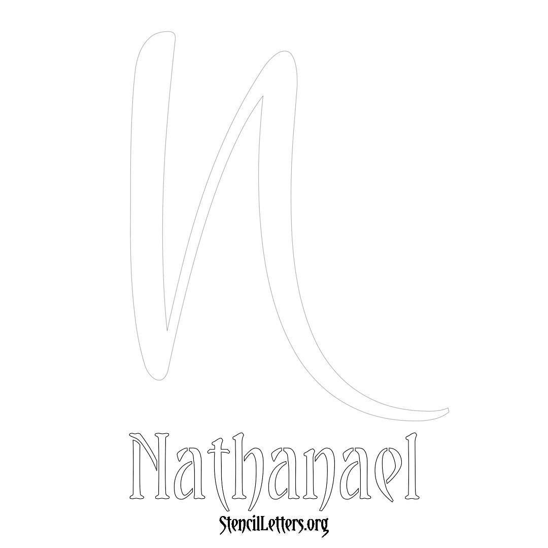 Nathanael printable name initial stencil in Vintage Brush Lettering