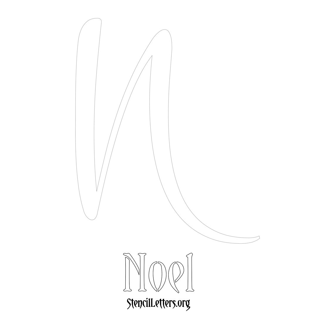 Noel printable name initial stencil in Vintage Brush Lettering