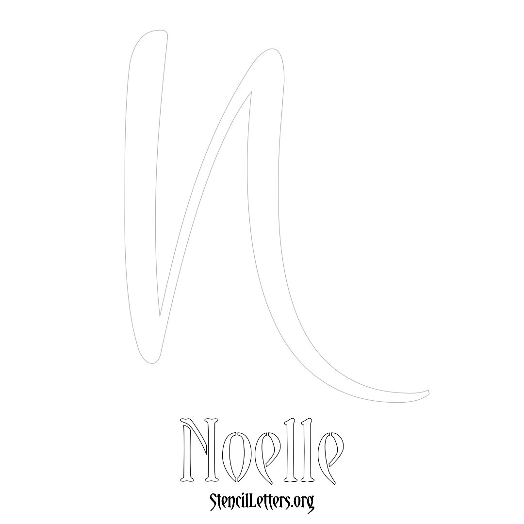 Noelle printable name initial stencil in Vintage Brush Lettering