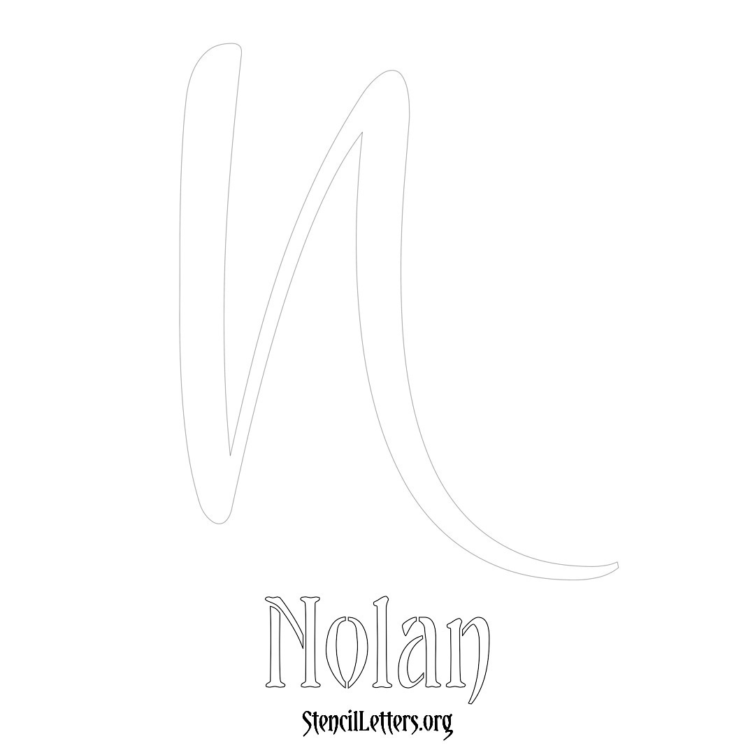 Nolan printable name initial stencil in Vintage Brush Lettering