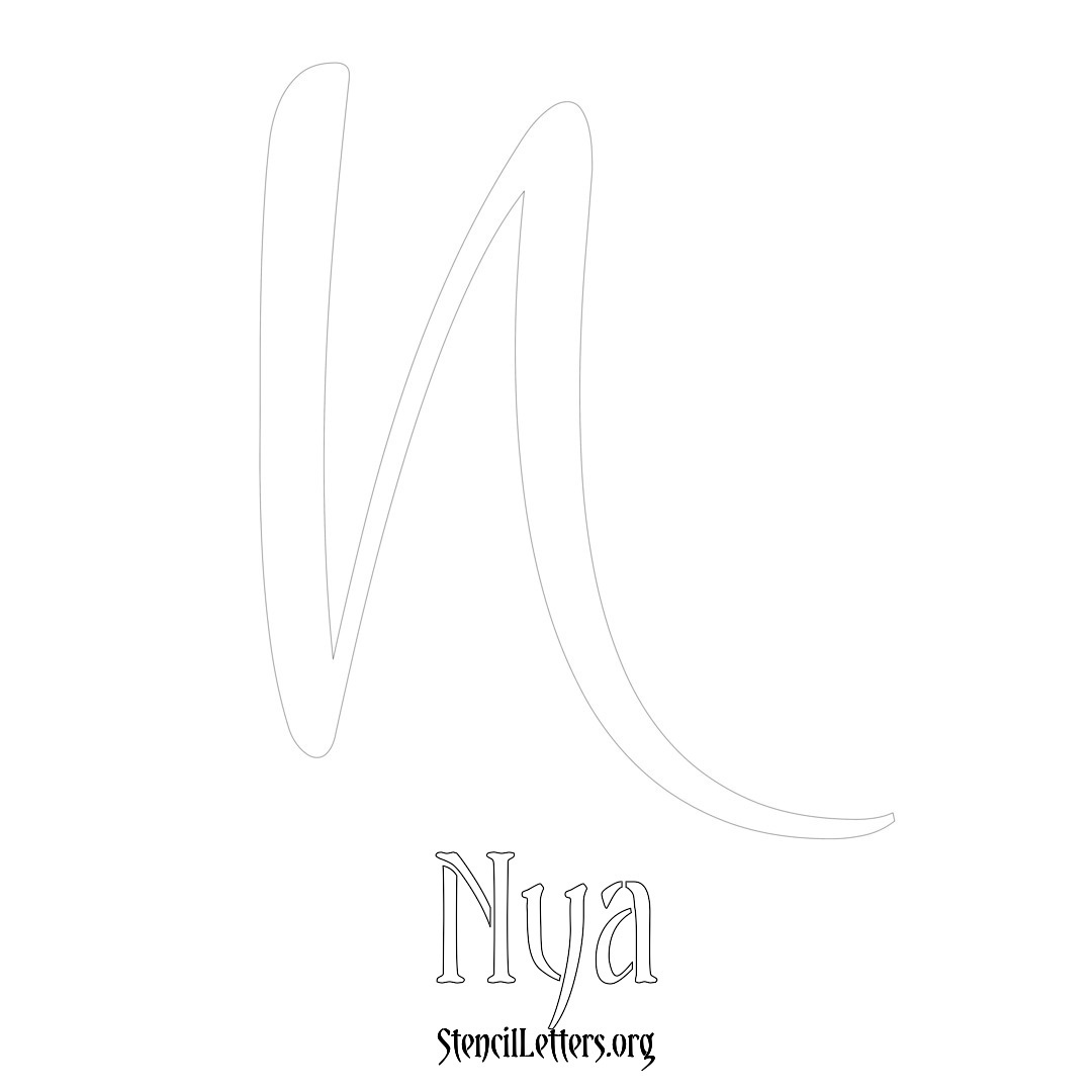 Nya printable name initial stencil in Vintage Brush Lettering